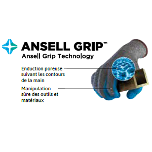 Ansell Edmont HyFlex GRIP 11-840 Brevet Gant Comfort Main Protection Travail Securité Résistance