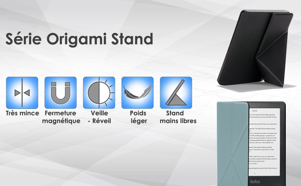 forefront cases Étui origami stand pour le kobo clara HD