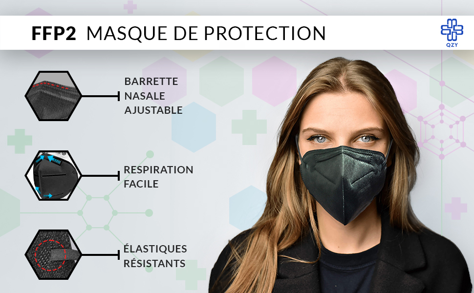 FFP2 Masque Noir kn95 masque jetable