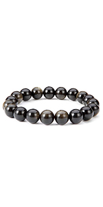 Bracelet obsidienne en or 10 mm