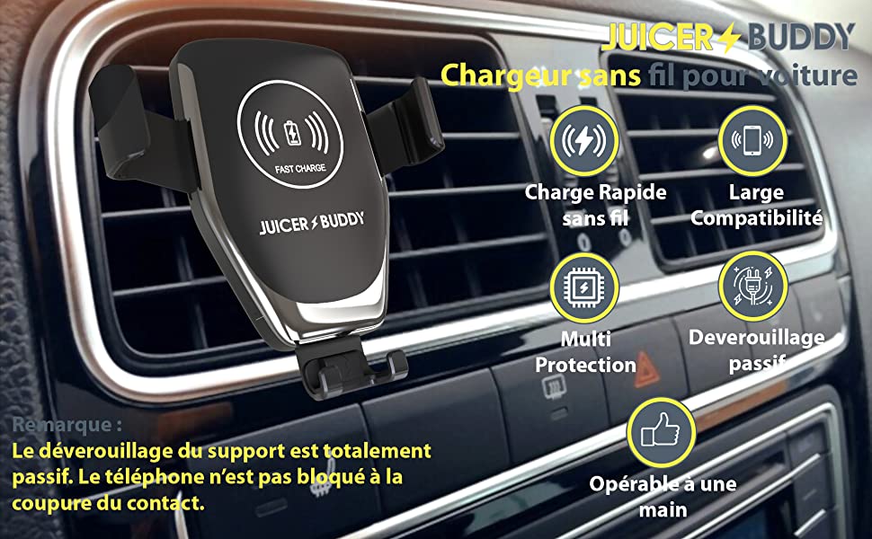 chargeur sans fil voiture charge rapide sans fil induction porte telephone support ventilation 