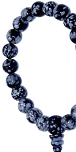 bracelet mala obsidienne neige