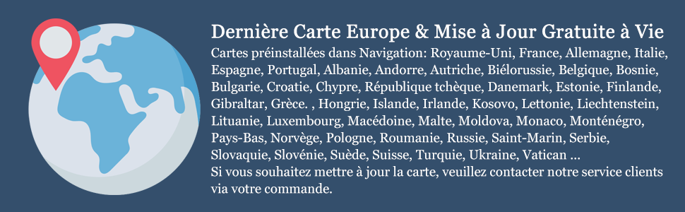 Dernière Carte Europe & Mise à Jour Gratuite à Vie