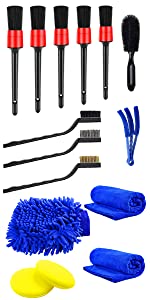 Yumzeco 15Pcs Brosses De Nettoyage Voiture, Kit De Nettoyage De Voiture Avec Brosse De Détail