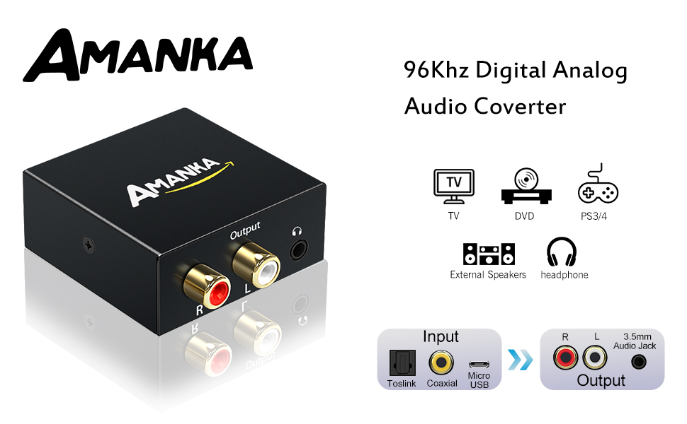 Convertisseur Numérique SPDIF Optique Coaxial Toslink vers Analogique