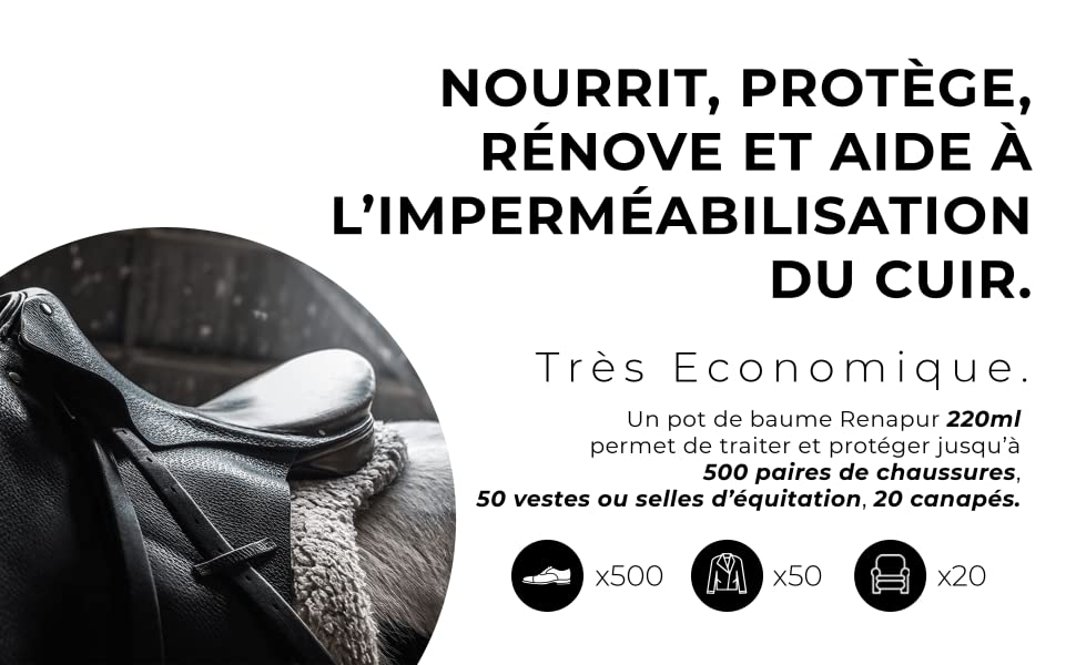 nourrit, protège, rénove et aide à l'imperméabilisation du cuir.