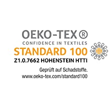 Certifié Öko-Tex 100 Hohenstein Institut testé selon la norme Öko-Tex 100.