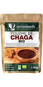 Poudre de Chaga Bio de qualité supérieure amoseeds