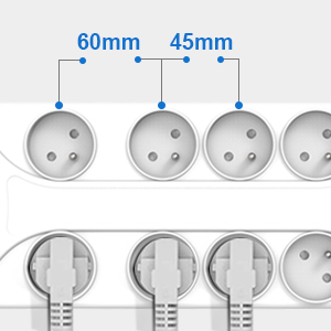 Multiprise Parasurtenseur Parafoudre,Bloc Multiprise avec 8 Prises Electrique et 4 Ports USB