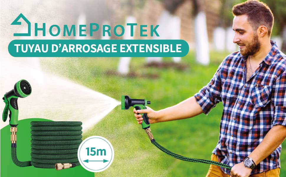 Tuyau d'arrosage extensible 15m HomeProTek