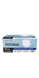 Masques Chirurgicaux 3 Plis BFE 98% - Disposable Medical Mask PN-W-L-50P