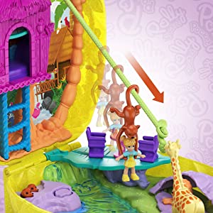 Coffret??Polly Pocket en Forme de Sac à Main Ananas, avec 8 Éléments Amusants