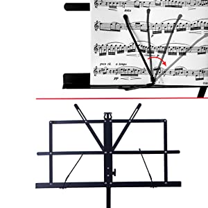 music stand with rotable page clipper