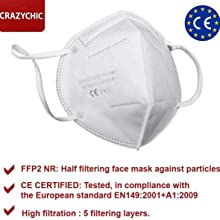 CRAZYCHIC - Masque FFP2 NR - Norme CE EN149 - Masque de Protection Respiratoire Certifié