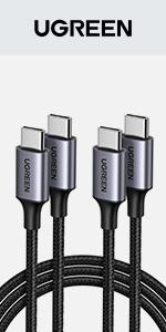 lot de 2 Câble USB C vers USB C 3.1 en Nylon Tressé