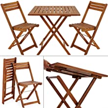 ensemble de jardin chaises table bois balcon camping extérieur petit-déjeuner grande table