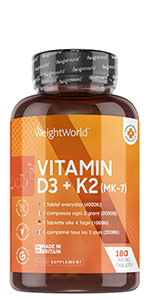 Vitamine D3 K2 (MK-7) Extra fort 4000 UI