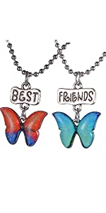 Housweety 2 Pcs Collier d'Amitié Deux Papillons Pendentif