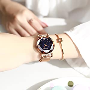 CIVO montres femmes dames rosegold bleu étanche gradient montre-bracelet élégant quartz montre femme