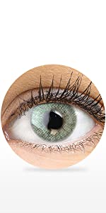 Lentilles de contact premium de couleur verte. Lentilles mensuelles naturelles.