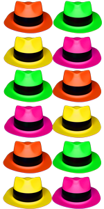 chapeaux fluo pas cher, chapeau soirée fluo, accessoire anniversaire fluo, déguisement fluo, goodies