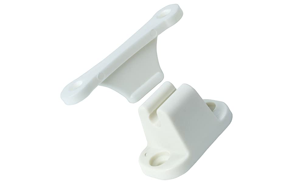 Lot de 1 loquet de porte de caravane en plastique rigide blanc avec espacement de 35 mm + 48 mm