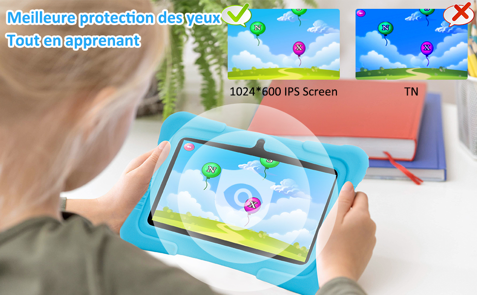 tablette enfants avec écran IPS,tablettefilles,tablette pour garçons,tablette rose,tablette bleue