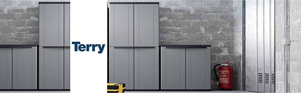 Armoire j line terry store age noir et gris