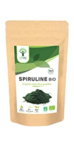 Spiruline Bio Poudre France Française algue Fer Protéine BCAA Phycocyanine biologique naturelle