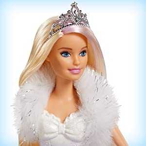 Poupée Barbie Princesse Dreamtopia de 30 cm Blonde avec Mèche Rose, Robe Ornée de Flocons de Neige