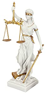 Design Toscano Thémis Dame Aveugle de la Justice Statue Cadeau pour Avocat, 33 cm, résine de marbre