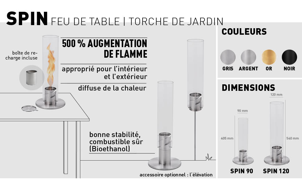 colonne de feu foyerfeu de tablecheminée de table