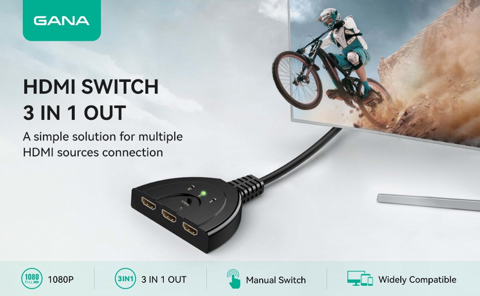 HDMI switch 3 in 1 out- a simple solution for multiple hdmi sources connection