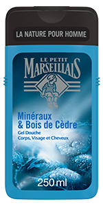 Le Petit Marseillais Gel Douche Homme Corps et Cheveux Minéraux & Bois de Cèdre Flacon