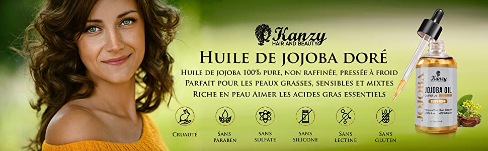 Huile de Jojoba Soin pour Cheveux, Corps, Peau 100% Bio Pure et Naturelle Pressée à froid 120ml