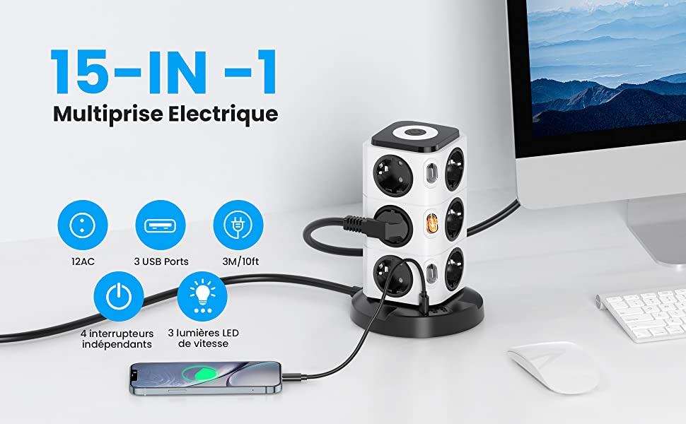 15-IN-1 Multiprise Electrique