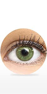 Lentilles de contact premium de couleur verte. Lentilles mensuelles naturelles.