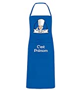 YONACREA - Tablier de Cuisine Personnalisable - C'est Qui Le Chef ? Logo Homme - Bleu