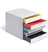 Durable 762527 Module de classement Varicolor Mix 5 Tiroirs de H55 mm pour Documents A4, Folio, E...