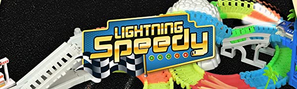 LIGHTNING SPEEDY VOITURE CIRCUIT LUMINEUX FLEXIBLE MODULABLE TRACKS MAGIC JOUET ENFANT NOUVEAU