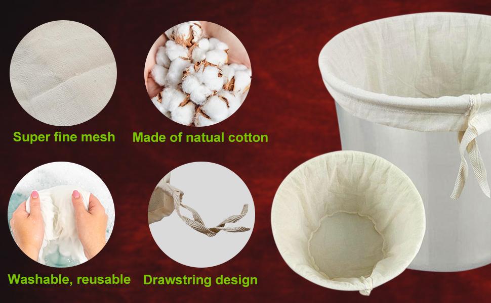 Cotton Muslin Bags for Straining Reusable 2