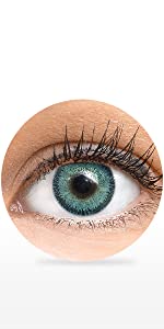 Lentilles de contact premium de couleur bleue. Lentilles mensuelles naturelles.