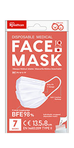 Masques Chirurgicaux 3 Plis BFE 98% - Disposable Protective Mask PK-W-G-7P