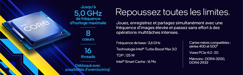 Processeur Intel Core i7-11700K de 11 génération pour PC de bureau