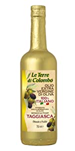 Huile d’olives TAGGIASCA extra-vierge, en bouteille décorée d’or