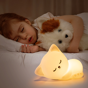 Niedliche Katze Nachtlicht, LED-Baby-Nachtlichter Kinder Katze Lampe 7 Farbe wiederaufladbare prot