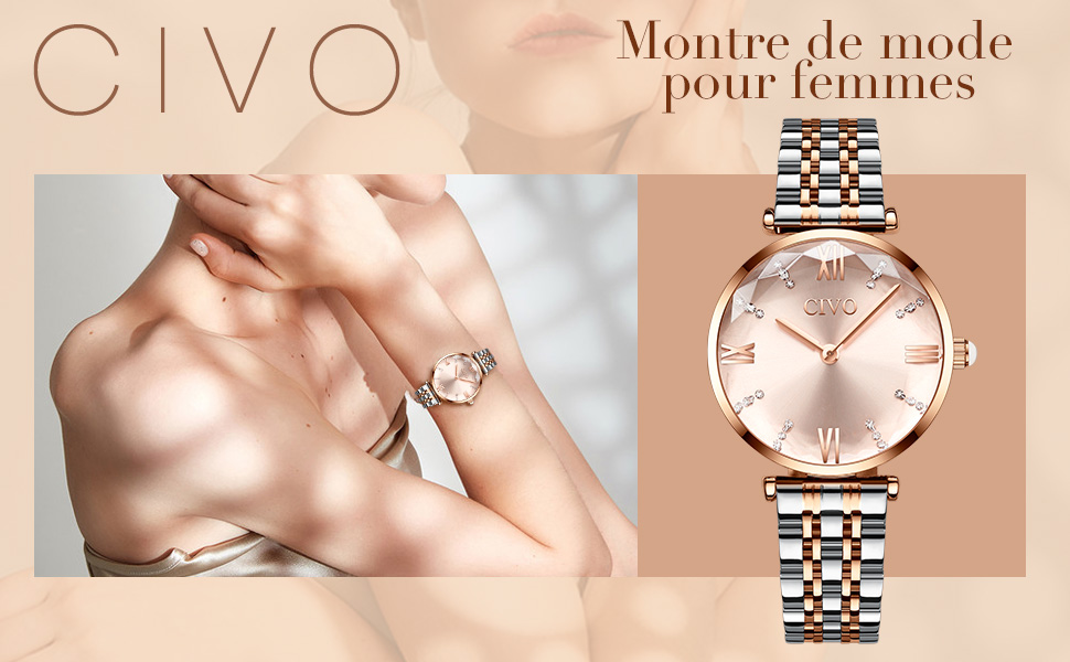 CIVO Montre Femme Montre Bracelets de Etanche Luxe Analogique