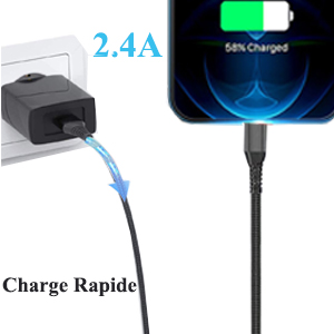 2.4A iPhone Charge Rapide