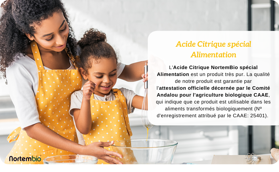 NortemBio Acide Citrique. La Meilleure Qualité Alimentaire. Intrant Biologique. Poudre, 100% Pure. 