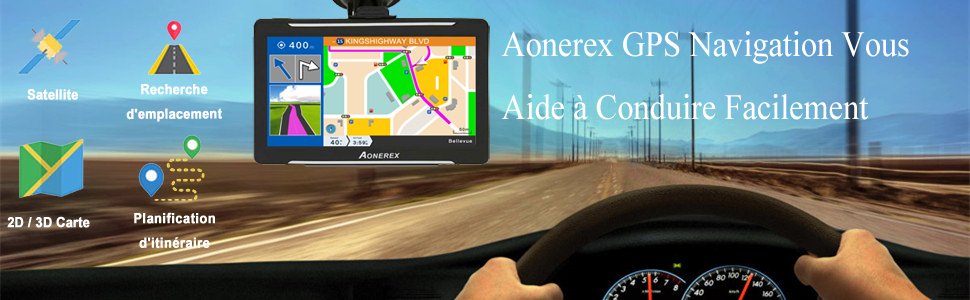 Aonerex GPS Navigation Vous Aide à Conduire Facilement